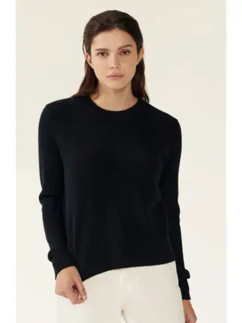 Italic Cashmere Womens Crewneck 100% Cashmere Sweater Black M Capsule